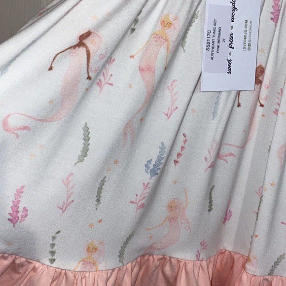 Well Dressed Wolf OmiJo NWT Aunt Heart Pink Mermaid Tunic Set 2T - Picture 2 of 5